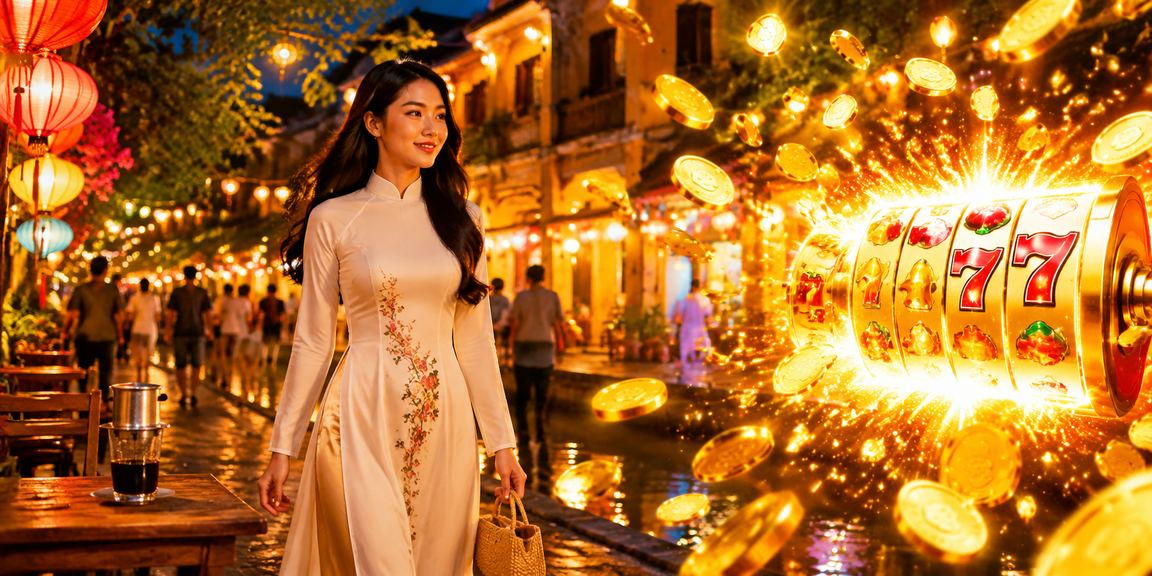 Người chơi slot game tại quán cà phê Hội An